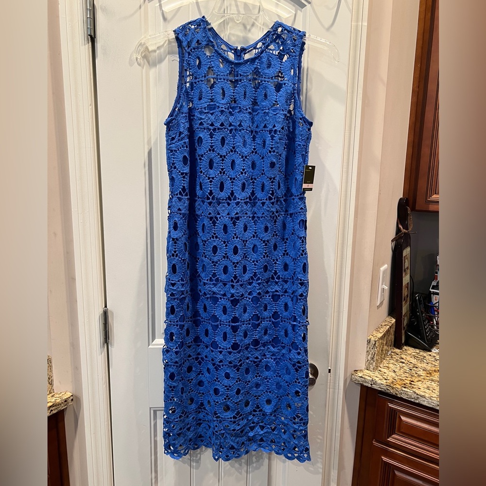 Taylor Blue Crochet Dress Sz 6 NWT
